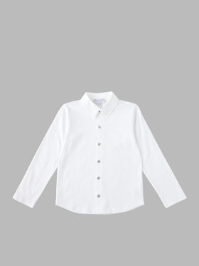 ENFANT ボーイズ キッズ "b."ロゴ 刺繍 コットンジャージー シャツ ホワイト