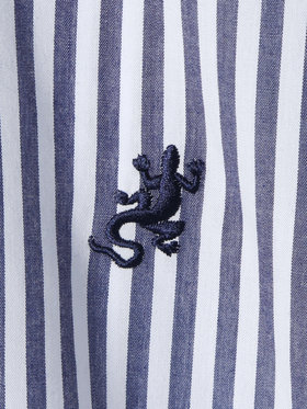 HOMME メンズ メンズ アイコニック 刺繍 ストライプ 長袖 シャツ ”Lezard” ブルー系その他