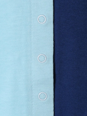 ENFANT ユニセックス キッズ バイカラー "b."ロゴ コットン 長袖 カーディガンプレッション "Bicol" ブルー