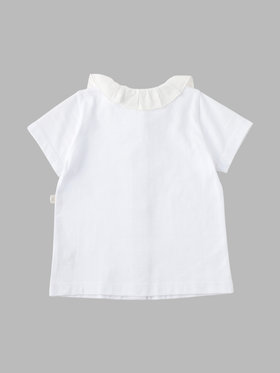 ENFANT ガールズ キッズ コットン 半袖 フリル ブラウス ホワイト