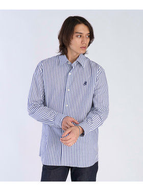 HOMME メンズ メンズ アイコニック 刺繍 ストライプ 長袖 シャツ ”Lezard” ブルー系その他