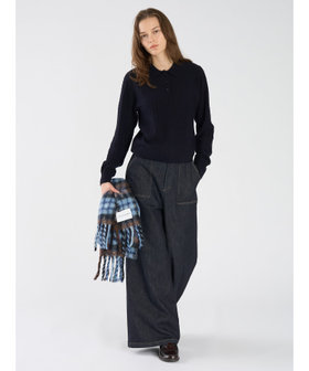 To b. by agnès b. ウール 長袖 ニットポロシャツ ネイビー