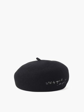 To b. by agnès b. ロゴ 刺繍 ウール ベレー "Love you" ブラック