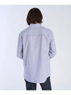 HOMME メンズ メンズ アイコニック 刺繍 ストライプ 長袖 シャツ ”Lezard” ブルー系その他
