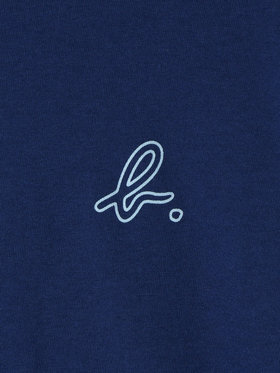 ENFANT ユニセックス キッズ バイカラー "b."ロゴ コットン 長袖 カーディガンプレッション "Bicol" ブルー