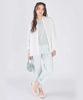 To b. by agnès b. コットン デニム ストレート ワイドパンツ ライトブルー