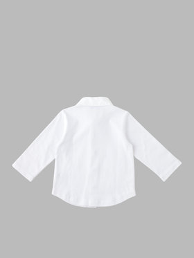 ENFANT ベビー ベビー "b."ロゴ コットン 長袖 シャツ ホワイト