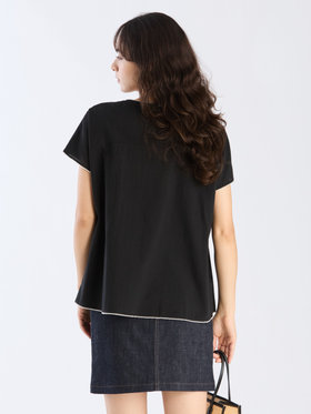 To b. by agnès b. 【Outlet】コットンローン 半袖 ブラウス ブラック