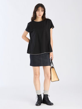 To b. by agnès b. 【Outlet】コットンローン 半袖 ブラウス ブラック