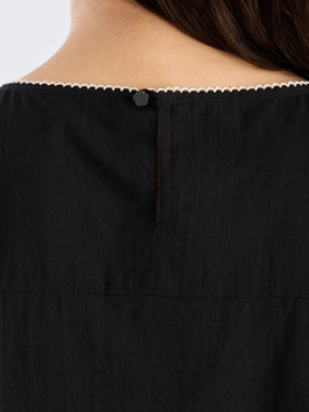 To b. by agnès b. 【Outlet】コットンローン 半袖 ブラウス ブラック