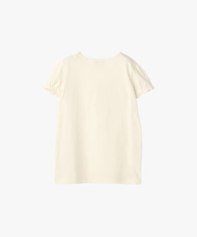 ENFANT ガールズ キッズ ロゴ ボーダー プリント コットン 半袖 Tシャツ "Heart" ホワイト