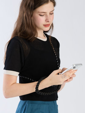 To b. by agnès b. モバイル ショルダーストラップ＆ハンドルストラップ セット ブラック