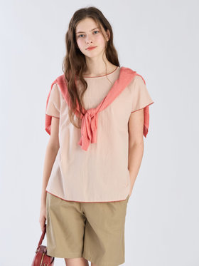 To b. by agnès b. 【Outlet】コットンローン 半袖 ブラウス ピンク