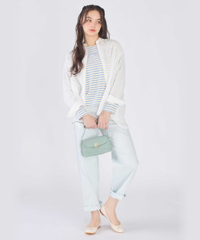 To b. by agnès b. コットン デニム ストレート ワイドパンツ ライトブルー