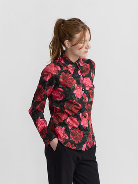 FEMME ウィメンズ フローラルプリント コットン 長袖 ブラウス ”Jimi” ピンク