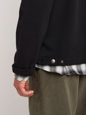 HOMME メンズ メンズ オーガニックコットン メルトン 長袖 カーディガンプレッション "Yvan" ブラック