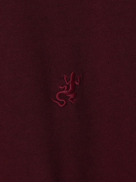 HOMME メンズ 【Outlet】メンズ 刺繍 コットン 半袖 Tシャツ "Lezard" ボルドー