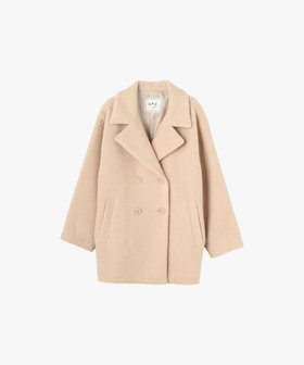 To b. by agnès b. フラッフィー カーリー ピーコート ベージュ