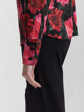 FEMME ウィメンズ フローラルプリント コットン 長袖 ブラウス ”Jimi” ピンク