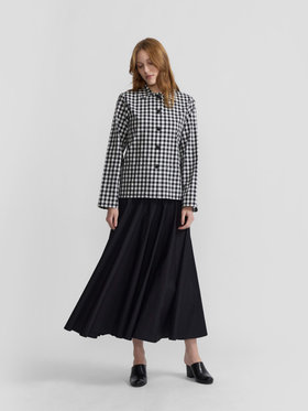 FEMME ウィメンズ ギンガムチェック コットン 長袖 ブラウス "Perryne" ブラック