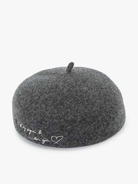 To b. by agnès b. 【Outlet】LOVE YOU 刺繍 ベレー グレー×ブラック