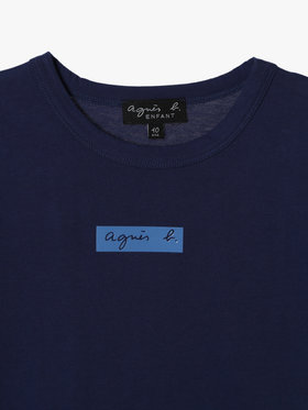 ENFANT ユニセックス キッズ ボックスロゴ プリント コットン 半袖 Tシャツ "Domi" ネイビー