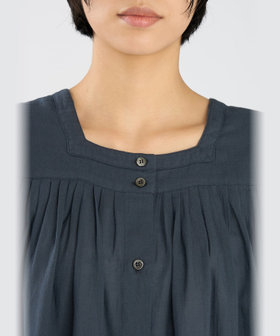 FEMME ウィメンズ ガーゼ調コットン スクエアネック 長袖 ブラウス "Angus" グレー