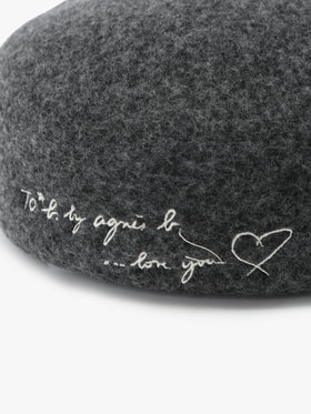 To b. by agnès b. 【Outlet】LOVE YOU 刺繍 ベレー グレー×ブラック