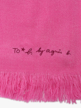 To b. by agnès b. 【Outlet】ロゴ刺繍 ライトウェーブストール ピンク