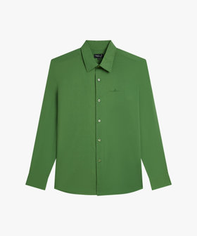 HOMME メンズ メンズ "b."ロゴ 刺繍 コットン 長袖 シャツ "Thomas" グリーン系その他