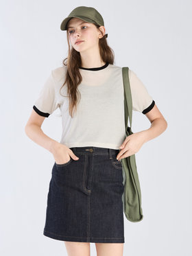 To b. by agnès b. 【Outlet】シアー コットン 半袖 リンガーTシャツ ホワイト