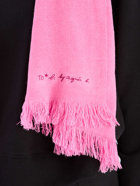 To b. by agnès b. 【Outlet】ロゴ刺繍 ライトウェーブストール ピンク