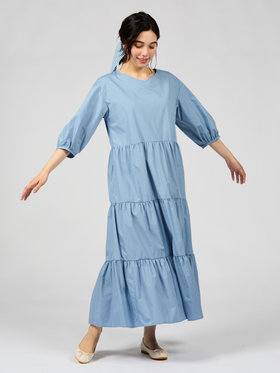 To b. by agnès b. 【Outlet】ティアードカラードレス ネイビー