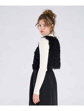 To b. by agnès b. 【Outlet】ファンシー ヤーン ベスト ブラック