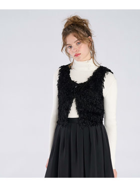 To b. by agnès b. 【Outlet】ファンシー ヤーン ベスト ブラック