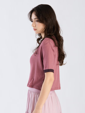 To b. by agnès b. 【Outlet】シアー コットン 半袖 リンガーTシャツ ペールピンク