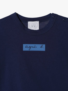 ENFANT ベビー ベビー ボックスロゴ プリント コットン 半袖 Tシャツ "Domi" ネイビー