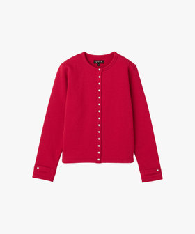 FEMME ウィメンズ オーガニックコットン メルトン 長袖 カーディガンプレッション "Rosana" レッド