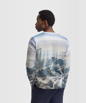 HOMME メンズ メンズ フォトプリント コットン 長袖 Tシャツ "New Coulos" マルチ