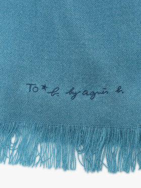 To b. by agnès b. 【Outlet】ロゴ刺繍 ライトウェーブストール ブルー