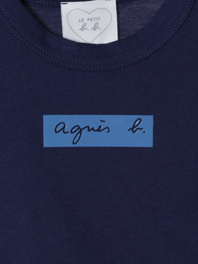 ENFANT ベビー ベビー ボックスロゴ プリント コットン 半袖 Tシャツ "Domi" ネイビー