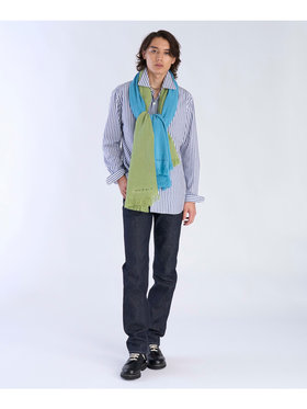 To b. by agnès b. 【Outlet】ロゴ刺繍 ライトウェーブストール ブルー