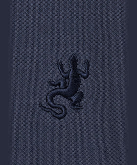 HOMME メンズ メンズ アイコニック 刺繍 コットン 半袖 ポロシャツ "Lezard" ネイビー