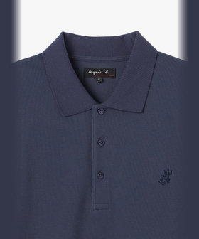 HOMME メンズ メンズ アイコニック 刺繍 コットン 半袖 ポロシャツ "Lezard" ネイビー