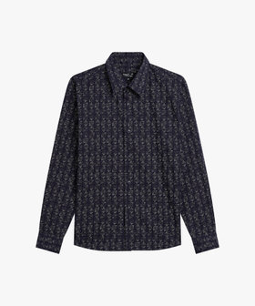 HOMME メンズ メンズ プリント コットン 長袖 シャツ "Andy" ブルー系その他