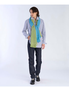 To b. by agnès b. 【Outlet】ロゴ刺繍 ライトウェーブストール ブルー