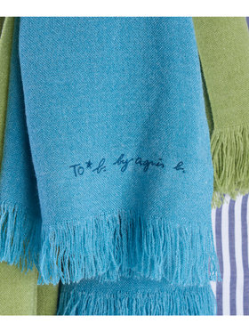 To b. by agnès b. 【Outlet】ロゴ刺繍 ライトウェーブストール ブルー