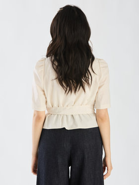 To b. by agnès b. 【Outlet】リボンブラウスプルオーバー ホワイト