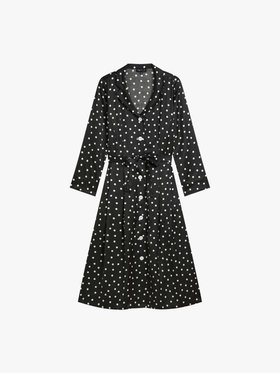 FEMME ウィメンズ ドット 長袖 ワンピース ”Elisa” ブラック