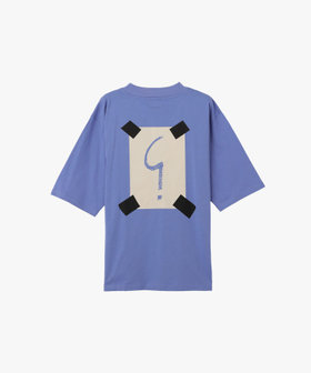 HOMME メンズ メンズ アイコニック プリント コットン 半袖 Tシャツ "Point d'Ironie" ブルー